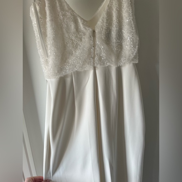 White AMSALE pant jumpsuit with beaded top Size 0 - Picture 5 of 9